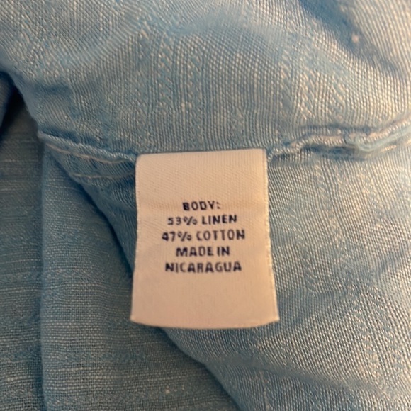 CARIBBEAN Short Sleeve Button Up Linen Cotton Blend Blue Size XL - Picture 5 of 5